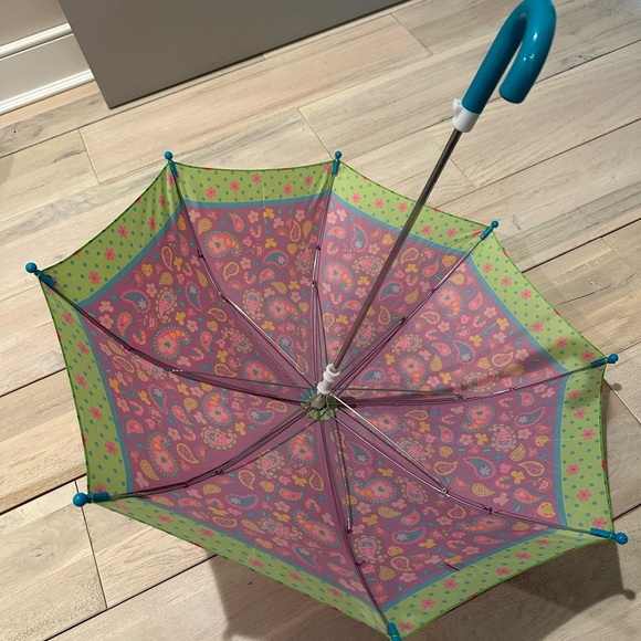 Paisley Pattern Kids Umbrella - Pink and Green - Picture 3 of 5